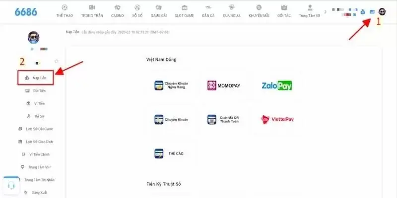 Banner ưu đãi 100% nạp đầu tiên tại 6686