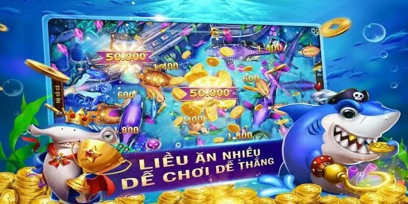 Giao diện game bắn cá online sống động và hệ thống vũ khí hiện đại đa dạng