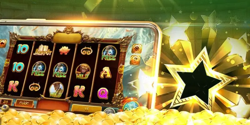 Giao diện slot game hiện đại với các biểu tượng Wild, Scatter trong game nổ hũ