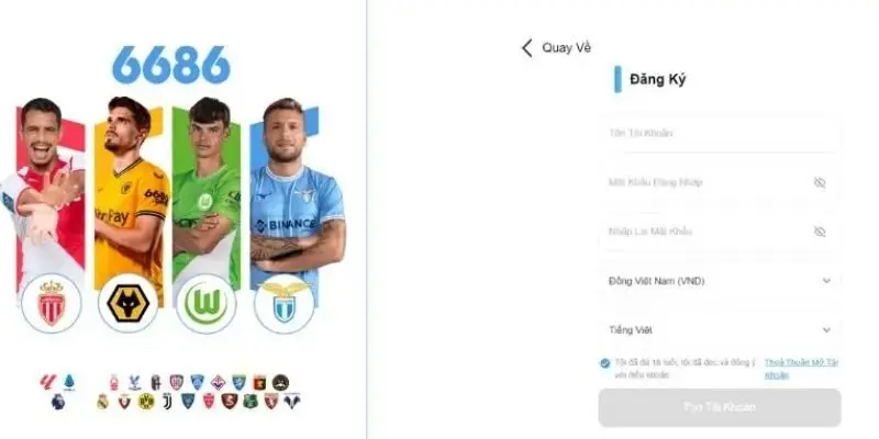 Người chơi nhập thông tin đăng ký tài khoản trên điện thoại
